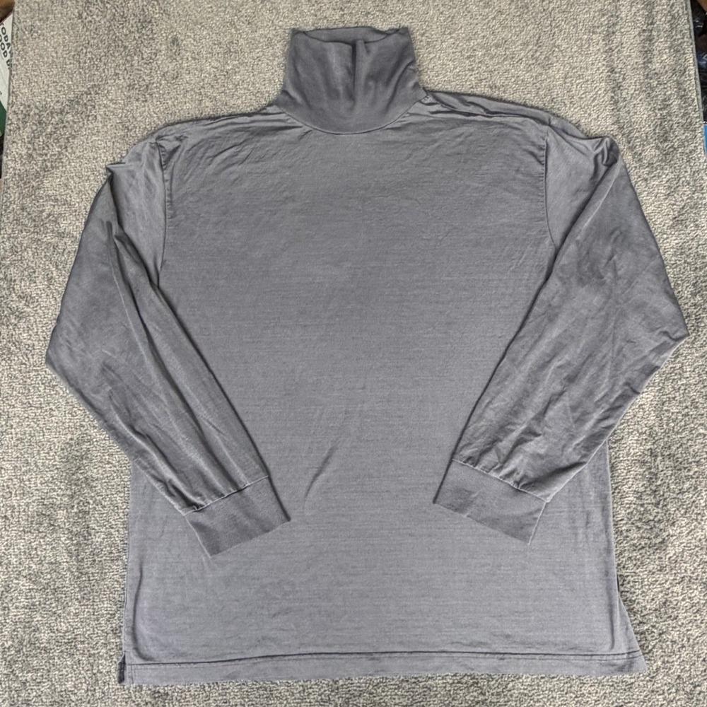 Hugo Boss Men XXL Charcoal Grey Silk Cotton Blend Turtleneck Sweater Long Sleeve